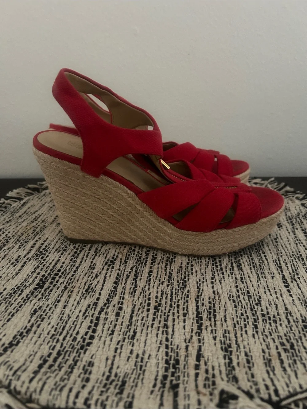 Red Wedge Sandals with Front Zip - Women